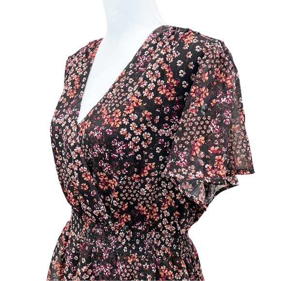 Koko + Mason Tiered Midi Dress Floral Ruffle Smocked Waist Multicolor Large NWT - Picture 9 of 16